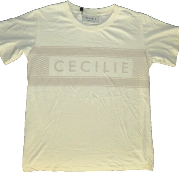 Cecilie Copenhagen Women's Size Small Organic Cotton Cream Logo Tee - Picture 9 of 10